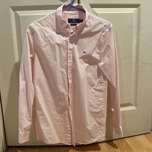 Vineyard Vines Classic Striped WHALE Button Down Shirt (Boy's XL) Pink Stripped